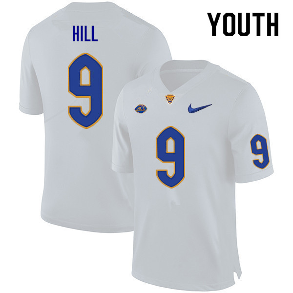 Youth #9 Brandon Hill Pitt Panthers College Football Jerseys Sale-White